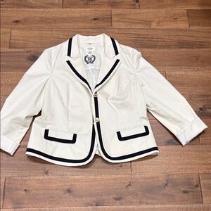 Talbots Cream Jacket with Navy Embroidered Crest